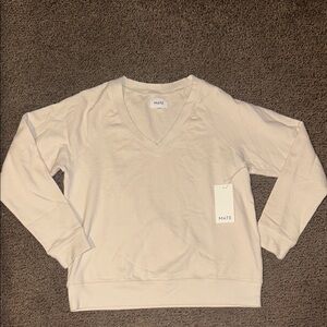 NWT! MATE The Label organic Terry oversized V sweatshirt color bone size XS/S